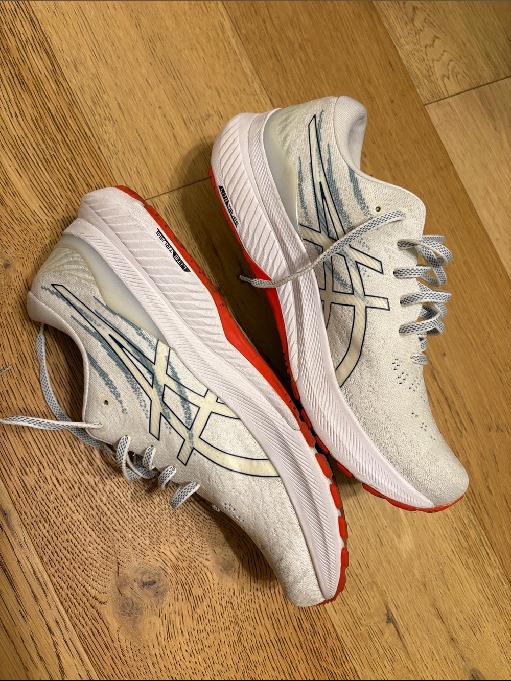 ASICS White and Orange Men's/Unisex Running Shoes with Navy Logo